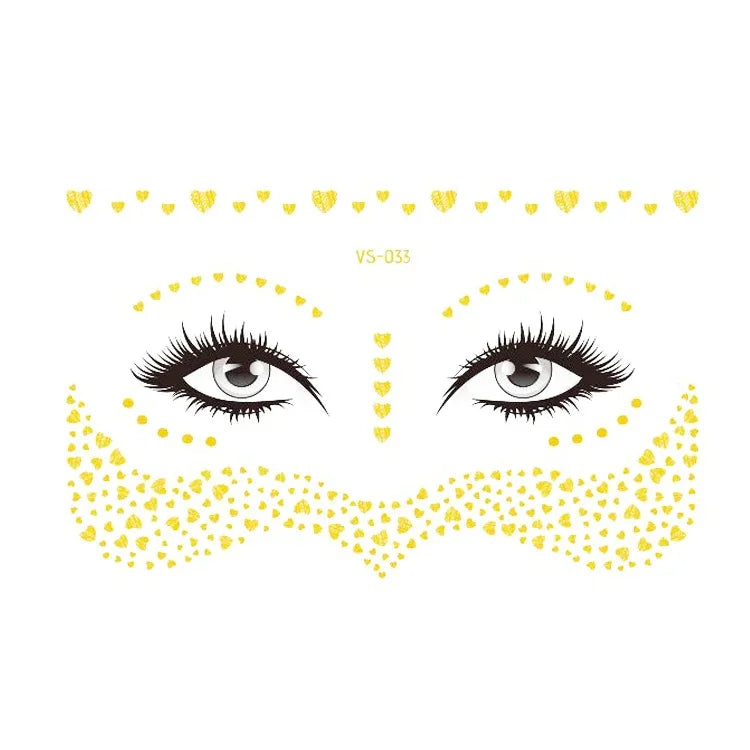 20 UN Autocolantes de Tatuagem Facial Impermeáveis Bronzeadores para Festa Máscara, VS-011, VS-012, VS-013, VS-014, VS-015, VS-016, VS-017, VS-018, VS-019, VS-022, VS-023, VS-024, VS-025, VS-027, VS-028, VS-029, VS-030, VS-031, VS-032, VS-033