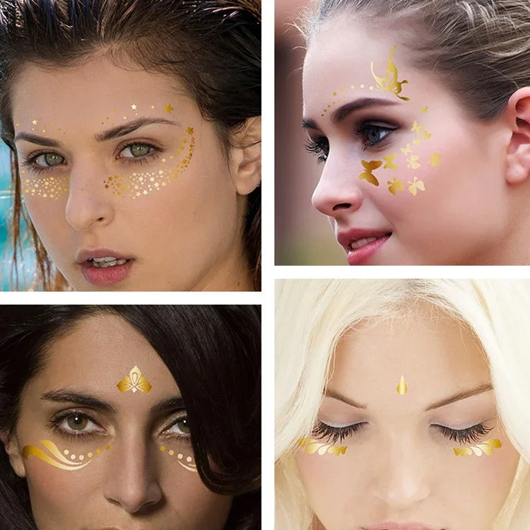 20 UN Autocolantes de Tatuagem Facial Impermeáveis Bronzeadores para Festa Máscara, VS-011, VS-012, VS-013, VS-014, VS-015, VS-016, VS-017, VS-018, VS-019, VS-022, VS-023, VS-024, VS-025, VS-027, VS-028, VS-029, VS-030, VS-031, VS-032, VS-033