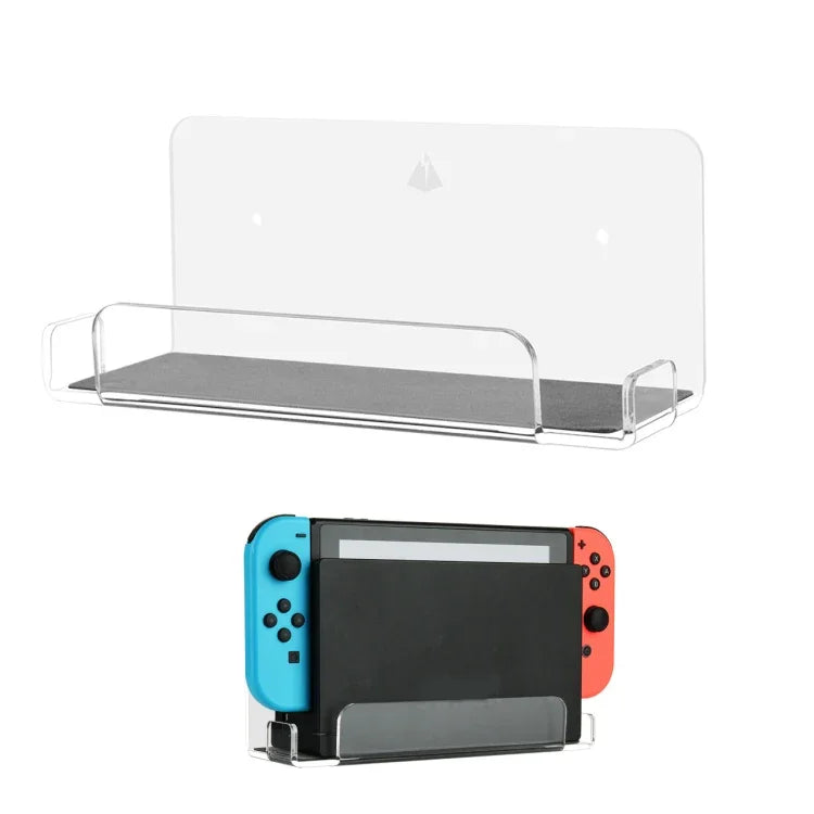Suporte de Parede para Consola de Jogos, Suporte de Armazenamento para Acessórios de Consola Nintendo Switch, Acrílico Preto, Acrílico Transparente