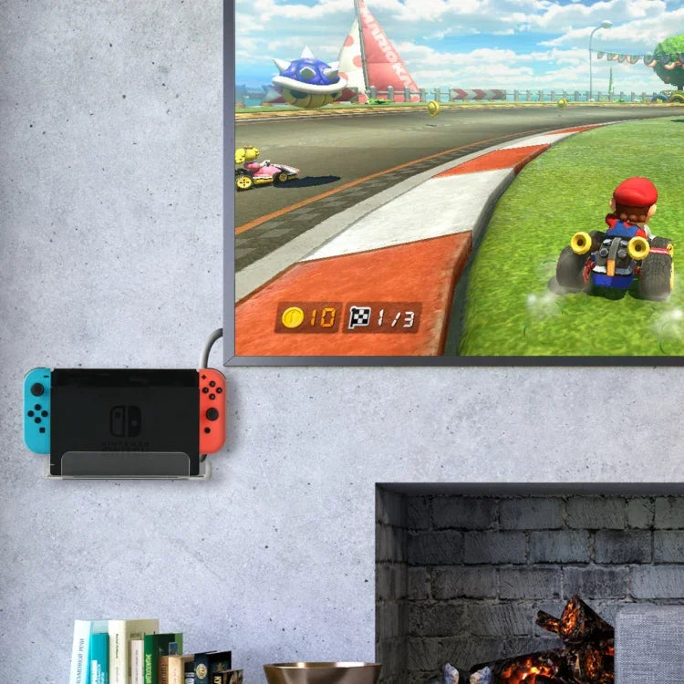 Suporte de Parede para Consola de Jogos, Suporte de Armazenamento para Acessórios de Consola Nintendo Switch, Acrílico Preto, Acrílico Transparente