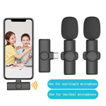 Microfone sem fios de lapela para telemóvel, microfone pequeno para vídeo ao vivo, 8 pinos direto 1 para 1, Tipo C 1 para 1, Tipo-C 1 para 2