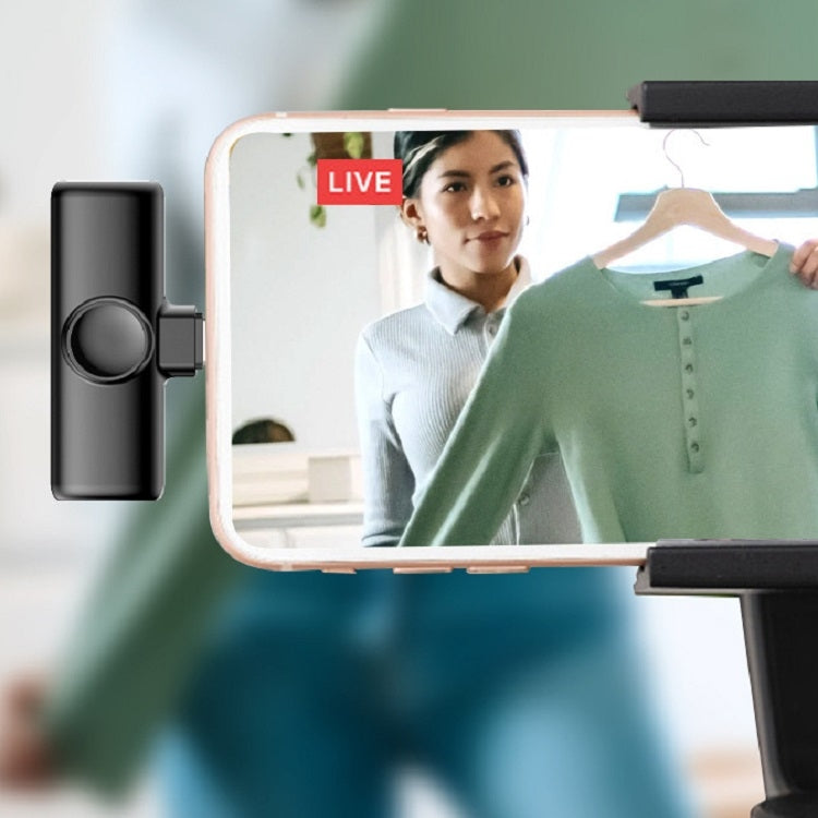 Microfone sem fios de lapela para telemóvel, microfone pequeno para vídeo ao vivo, 8 pinos direto 1 para 1, Tipo C 1 para 1, Tipo-C 1 para 2