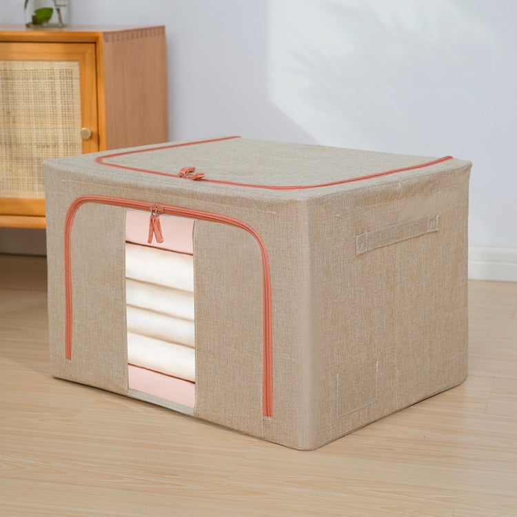 Caixa de Armazenamento para Roupa com Estrutura de Aço e Tecido Algodão e Linho com Janela, 22L 39x29x20cm, 100L 60x42x40cm, 66L 50x40x33cm, 24L 40x30x20cm