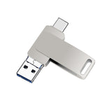 USB 3.0 + 8 Pinos + USB-C / Tipo-C Pen Drive Metálico Giratório 3 em 1 para Telemóvel e Computador, 32GB, 16GB, 64GB