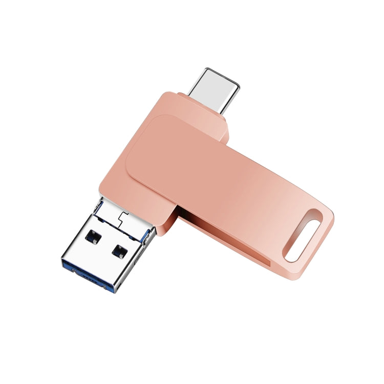 USB 3.0 + 8 Pinos + USB-C / Tipo-C Pen Drive Metálico Giratório 3 em 1 para Telemóvel e Computador, 32GB, 16GB, 64GB