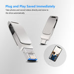 USB 3.0 + 8 Pinos + USB-C / Tipo-C Pen Drive Metálico Giratório 3 em 1 para Telemóvel e Computador, 32GB, 16GB, 64GB