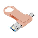 USB 3.0 + 8 Pinos + USB-C / Tipo-C Pen Drive Metálico 3 em 1 para Telemóvel e Computador, 8GB, 16GB, 32GB, 64GB