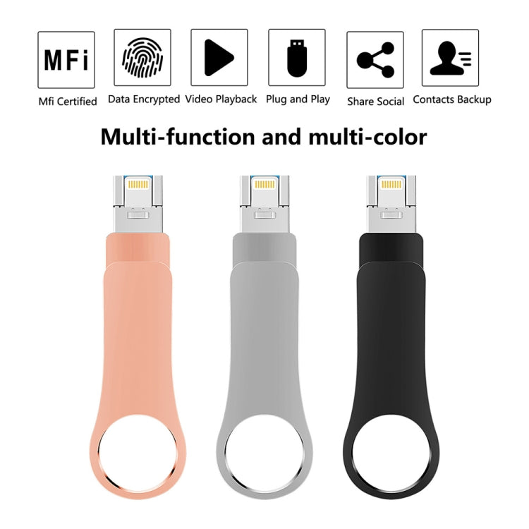 USB 3.0 + 8 Pinos + USB-C / Tipo-C Pen Drive Metálico 3 em 1 para Telemóvel e Computador, 8GB, 16GB, 32GB, 64GB