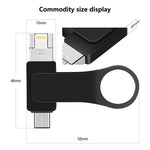 USB 3.0 + 8 Pinos + USB-C / Tipo-C Pen Drive Metálico 3 em 1 para Telemóvel e Computador, 8GB, 16GB, 32GB, 64GB