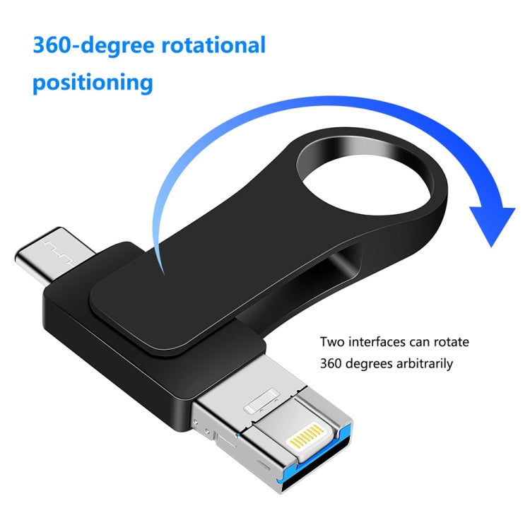 USB 3.0 + 8 Pinos + USB-C / Tipo-C Pen Drive Metálico 3 em 1 para Telemóvel e Computador, 8GB, 16GB, 32GB, 64GB