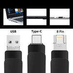 USB 3.0 + 8 Pinos + USB-C / Tipo-C Pen Drive Metálico 3 em 1 para Telemóvel e Computador, 8GB, 16GB, 32GB, 64GB