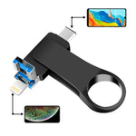 USB 3.0 + 8 Pinos + USB-C / Tipo-C Pen Drive Metálico 3 em 1 para Telemóvel e Computador, 8GB, 16GB, 32GB, 64GB