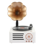 T15 Petúnia gira-discos retro em vinil áudio Bluetooth multifunções mini sem fios, Branco, Rosa, Azul