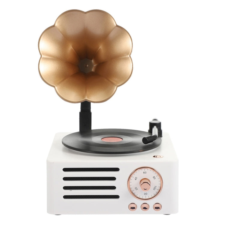 T15 Petúnia gira-discos retro em vinil áudio Bluetooth multifunções mini sem fios, Branco, Rosa, Azul