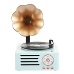 T15 Petúnia gira-discos retro em vinil áudio Bluetooth multifunções mini sem fios, Branco, Rosa, Azul