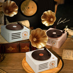 T15 Petúnia gira-discos retro em vinil áudio Bluetooth multifunções mini sem fios, Branco, Rosa, Azul