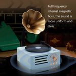 T15 Petúnia gira-discos retro em vinil áudio Bluetooth multifunções mini sem fios, Branco, Rosa, Azul