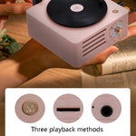 T15 Petúnia gira-discos retro em vinil áudio Bluetooth multifunções mini sem fios, Branco, Rosa, Azul