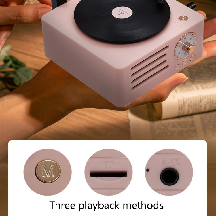T15 Petúnia gira-discos retro em vinil áudio Bluetooth multifunções mini sem fios, Branco, Rosa, Azul