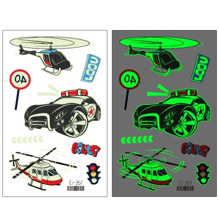 20 UN Autocolantes de Tatuagem Luminosos Impermeáveis para Crianças Desenho Animado de Carros de Transporte, Ei-261, Ei-262, Ei-263, Ei-264, Ei-265, Ei-266, Ei-267, Ei-268, Ei-269, Ei-270, Ei-271, Ei-272, Ei-273, Ei-274, Ei-275, Ei-276