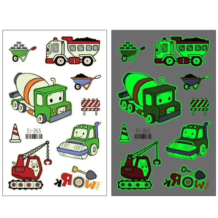 20 UN Autocolantes de Tatuagem Luminosos Impermeáveis para Crianças Desenho Animado de Carros de Transporte, Ei-261, Ei-262, Ei-263, Ei-264, Ei-265, Ei-266, Ei-267, Ei-268, Ei-269, Ei-270, Ei-271, Ei-272, Ei-273, Ei-274, Ei-275, Ei-276