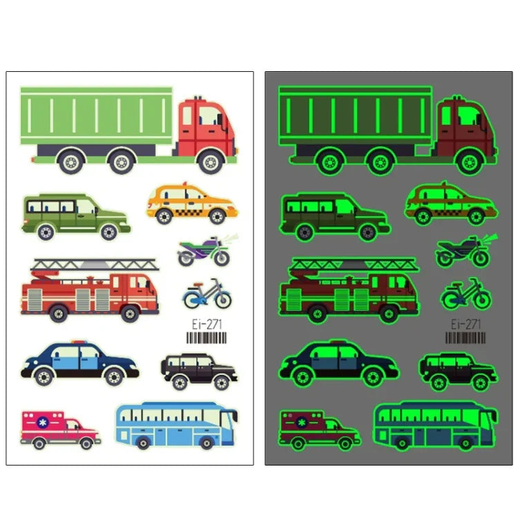 20 UN Autocolantes de Tatuagem Luminosos Impermeáveis para Crianças Desenho Animado de Carros de Transporte, Ei-261, Ei-262, Ei-263, Ei-264, Ei-265, Ei-266, Ei-267, Ei-268, Ei-269, Ei-270, Ei-271, Ei-272, Ei-273, Ei-274, Ei-275, Ei-276