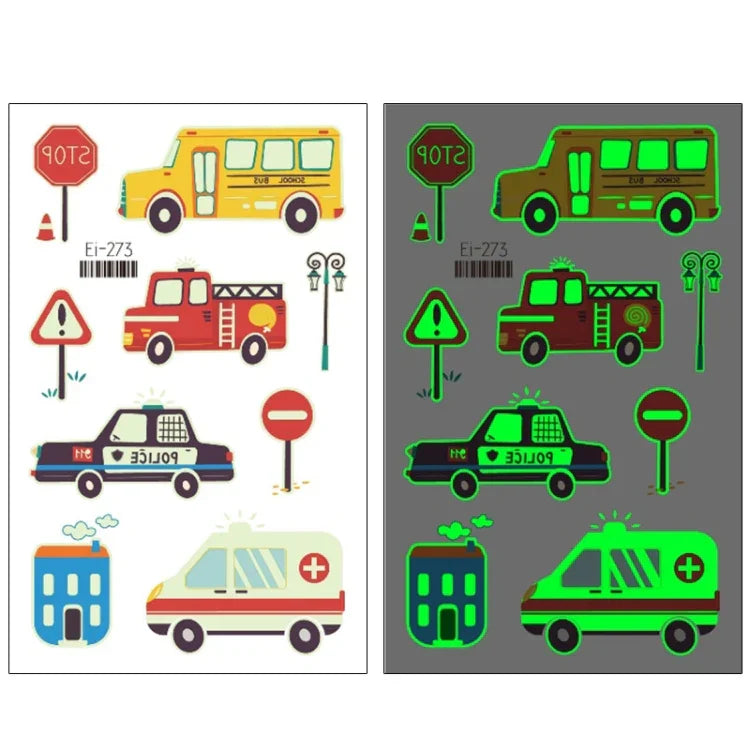 20 UN Autocolantes de Tatuagem Luminosos Impermeáveis para Crianças Desenho Animado de Carros de Transporte, Ei-261, Ei-262, Ei-263, Ei-264, Ei-265, Ei-266, Ei-267, Ei-268, Ei-269, Ei-270, Ei-271, Ei-272, Ei-273, Ei-274, Ei-275, Ei-276