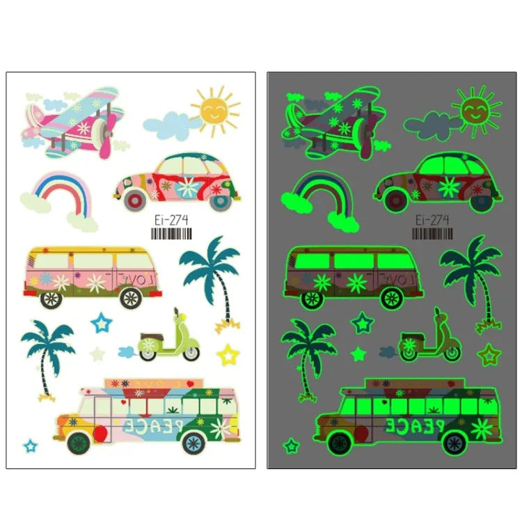 20 UN Autocolantes de Tatuagem Luminosos Impermeáveis para Crianças Desenho Animado de Carros de Transporte, Ei-261, Ei-262, Ei-263, Ei-264, Ei-265, Ei-266, Ei-267, Ei-268, Ei-269, Ei-270, Ei-271, Ei-272, Ei-273, Ei-274, Ei-275, Ei-276