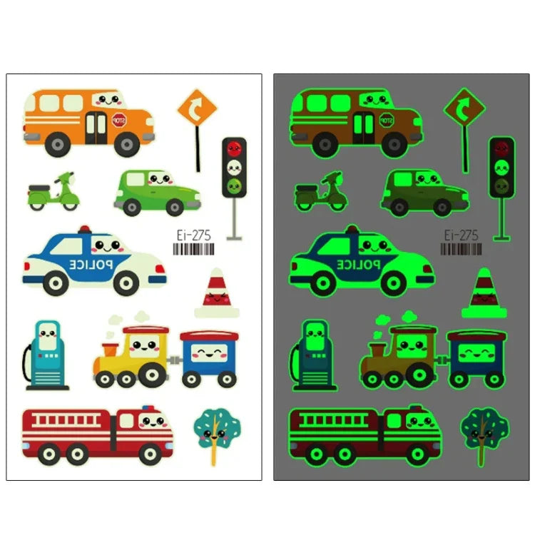 20 UN Autocolantes de Tatuagem Luminosos Impermeáveis para Crianças Desenho Animado de Carros de Transporte, Ei-261, Ei-262, Ei-263, Ei-264, Ei-265, Ei-266, Ei-267, Ei-268, Ei-269, Ei-270, Ei-271, Ei-272, Ei-273, Ei-274, Ei-275, Ei-276