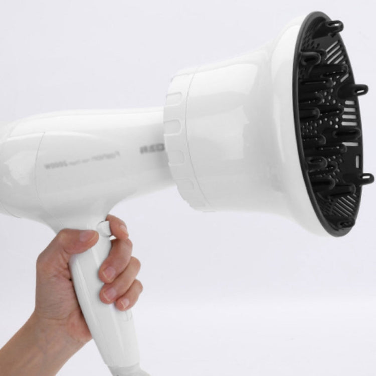 Difusor de Cabelo Universal Adaptável para Secadores com Design Giratório Capuz de Vento Grande para Cabelo Encaracolado, Branco, Preto