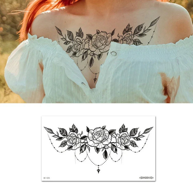 10 UN Autocolantes de Tatuagem Impermeáveis para Cobertura de Cicatrizes no Peito e Clavícula, BC-025, BC-026, BC-027, BC-028, BC-029, BC-030, BC-031, BC-032, BC-033, BC-034, BC-035, BC-036