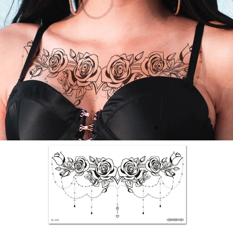 10 UN Autocolantes de Tatuagem Impermeáveis para Cobertura de Cicatrizes no Peito e Clavícula, BC-025, BC-026, BC-027, BC-028, BC-029, BC-030, BC-031, BC-032, BC-033, BC-034, BC-035, BC-036
