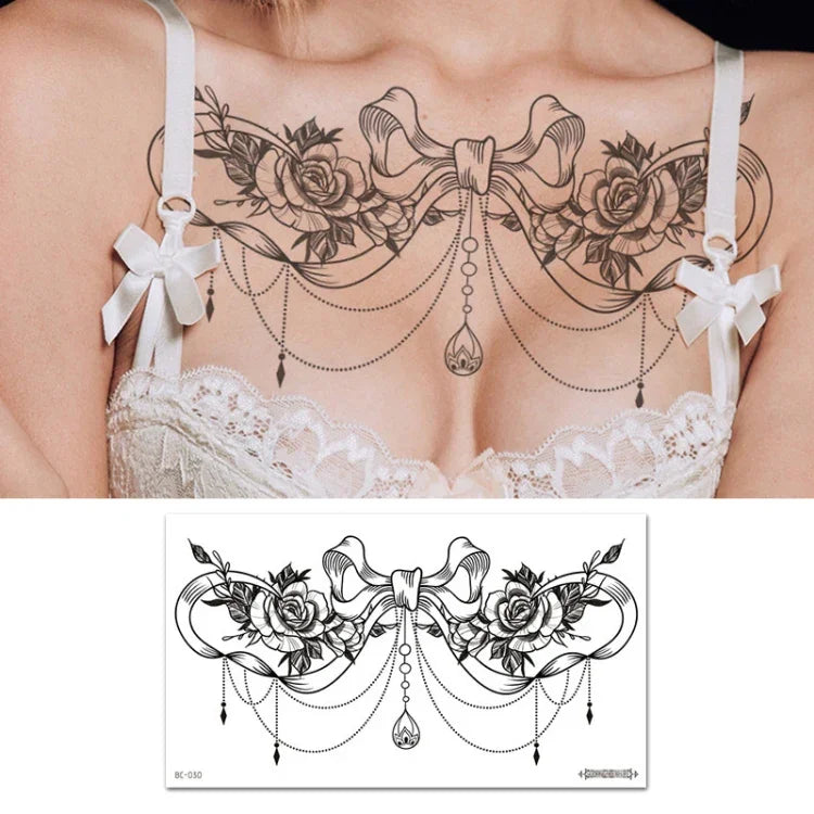 10 UN Autocolantes de Tatuagem Impermeáveis para Cobertura de Cicatrizes no Peito e Clavícula, BC-025, BC-026, BC-027, BC-028, BC-029, BC-030, BC-031, BC-032, BC-033, BC-034, BC-035, BC-036