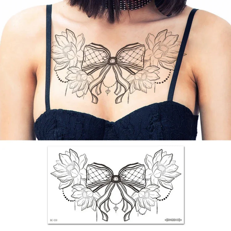 10 UN Autocolantes de Tatuagem Impermeáveis para Cobertura de Cicatrizes no Peito e Clavícula, BC-025, BC-026, BC-027, BC-028, BC-029, BC-030, BC-031, BC-032, BC-033, BC-034, BC-035, BC-036