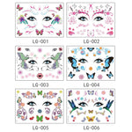 10 UN Autocolantes de Tatuagem com Glitter à prova de água para Festival de Música, LG-001, LG-002, LG-003, LG-004, LG-005, LG-006