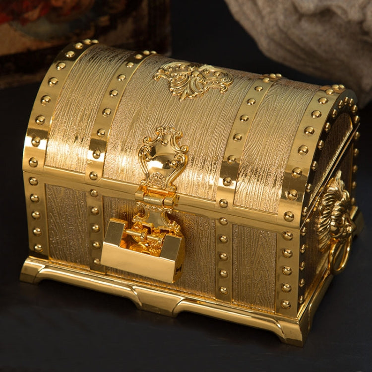 Caixa de Joias de Duas Camadas com Fecho, Ornamentos Decorativos Metálicos, 17,5x13,5x12,5cm