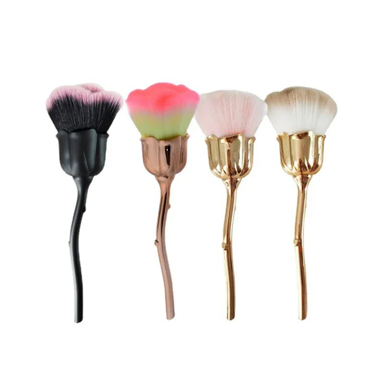 Pincel de Pó Solto com Flor de Rosa, Ferramentas de Beleza