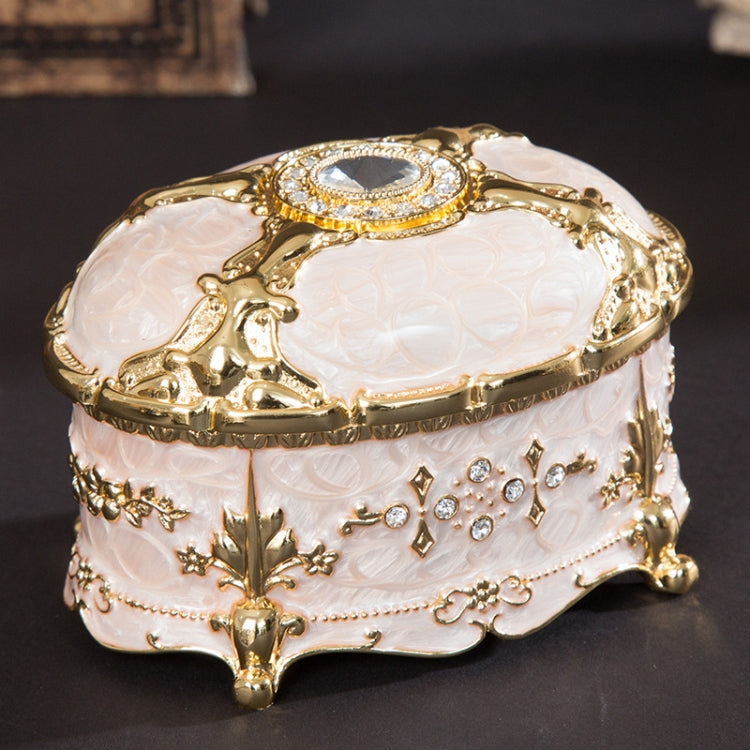Caixa de Armazenamento de Joias Metálica Oval com Diamante, Presente de Aniversário e Casamento, 8,5x6x6cm, 11x7,5x7cm