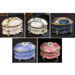 Caixa de Armazenamento de Joias Metálica Oval com Diamante, Presente de Aniversário e Casamento, 8,5x6x6cm, 11x7,5x7cm