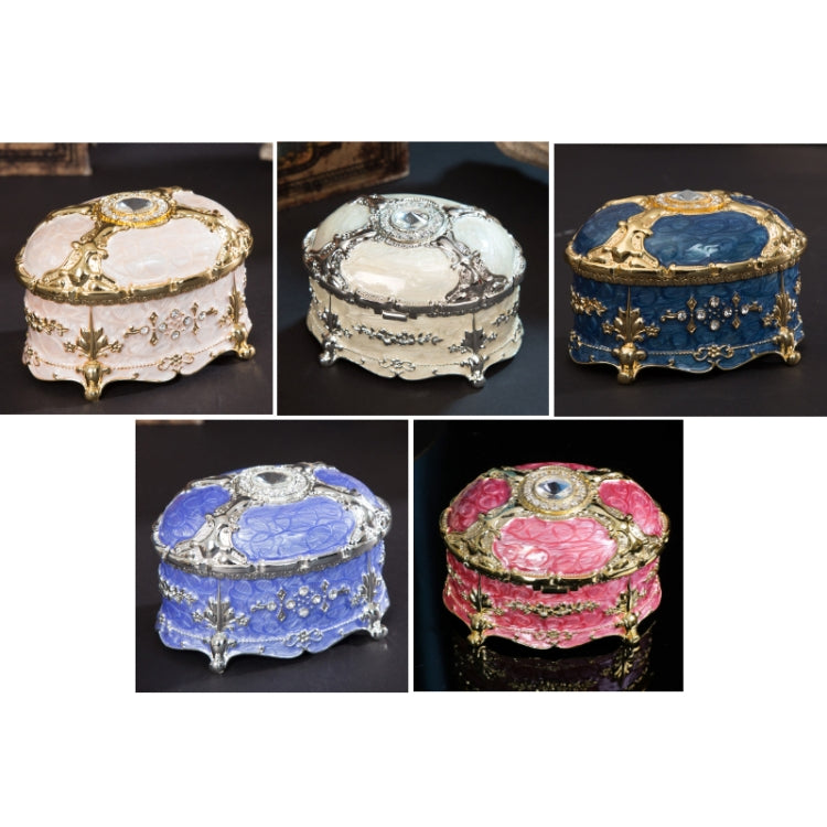 Caixa de Armazenamento de Joias Metálica Oval com Diamante, Presente de Aniversário e Casamento, 8,5x6x6cm, 11x7,5x7cm