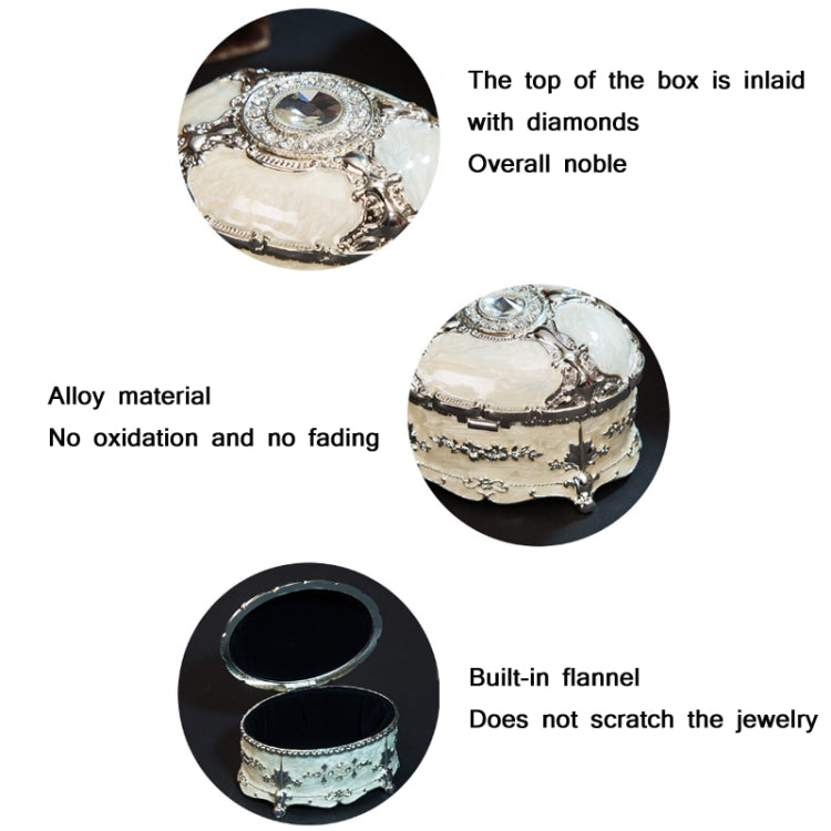 Caixa de Armazenamento de Joias Metálica Oval com Diamante, Presente de Aniversário e Casamento, 8,5x6x6cm, 11x7,5x7cm