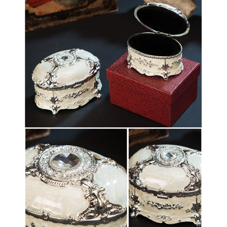 Caixa de Armazenamento de Joias Metálica Oval com Diamante, Presente de Aniversário e Casamento, 8,5x6x6cm, 11x7,5x7cm