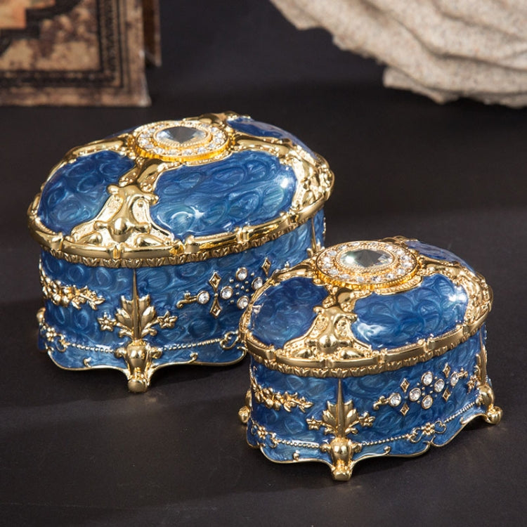 Caixa de Armazenamento de Joias Metálica Oval com Diamante, Presente de Aniversário e Casamento, 8,5x6x6cm, 11x7,5x7cm