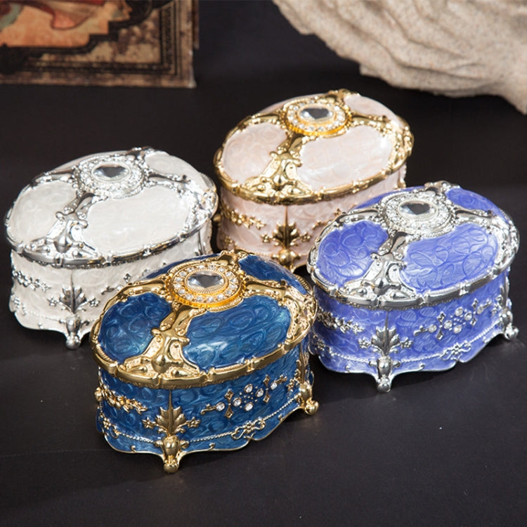 Caixa de Armazenamento de Joias Metálica Oval com Diamante, Presente de Aniversário e Casamento, 8,5x6x6cm, 11x7,5x7cm