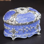 Caixa de Armazenamento de Joias Metálica Oval com Diamante, Presente de Aniversário e Casamento, 8,5x6x6cm, 11x7,5x7cm