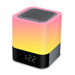 Altifalante Bluetooth sem fios MUSKY com despertador de cabeceira, sensor tátil, lâmpada noturna, altifalante mini, luz colorida, luz branca