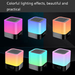 Altifalante Bluetooth sem fios MUSKY com despertador de cabeceira, sensor tátil, lâmpada noturna, altifalante mini, luz colorida, luz branca