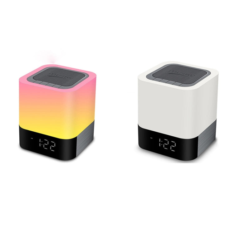 Altifalante Bluetooth sem fios MUSKY com despertador de cabeceira, sensor tátil, lâmpada noturna, altifalante mini, luz colorida, luz branca