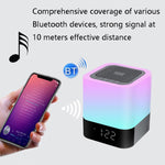 Altifalante Bluetooth sem fios MUSKY com despertador de cabeceira, sensor tátil, lâmpada noturna, altifalante mini, luz colorida, luz branca
