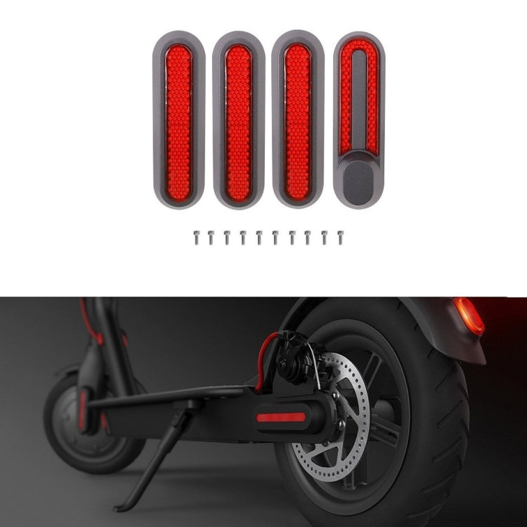 Roda de Scooter Elétrico com Tampa Decorativa Lateral Quádrupla com Faixas Reflectoras e Parafusos para Xiaomi Mijia 1S / Pro 2, Vermelho, Amarelo